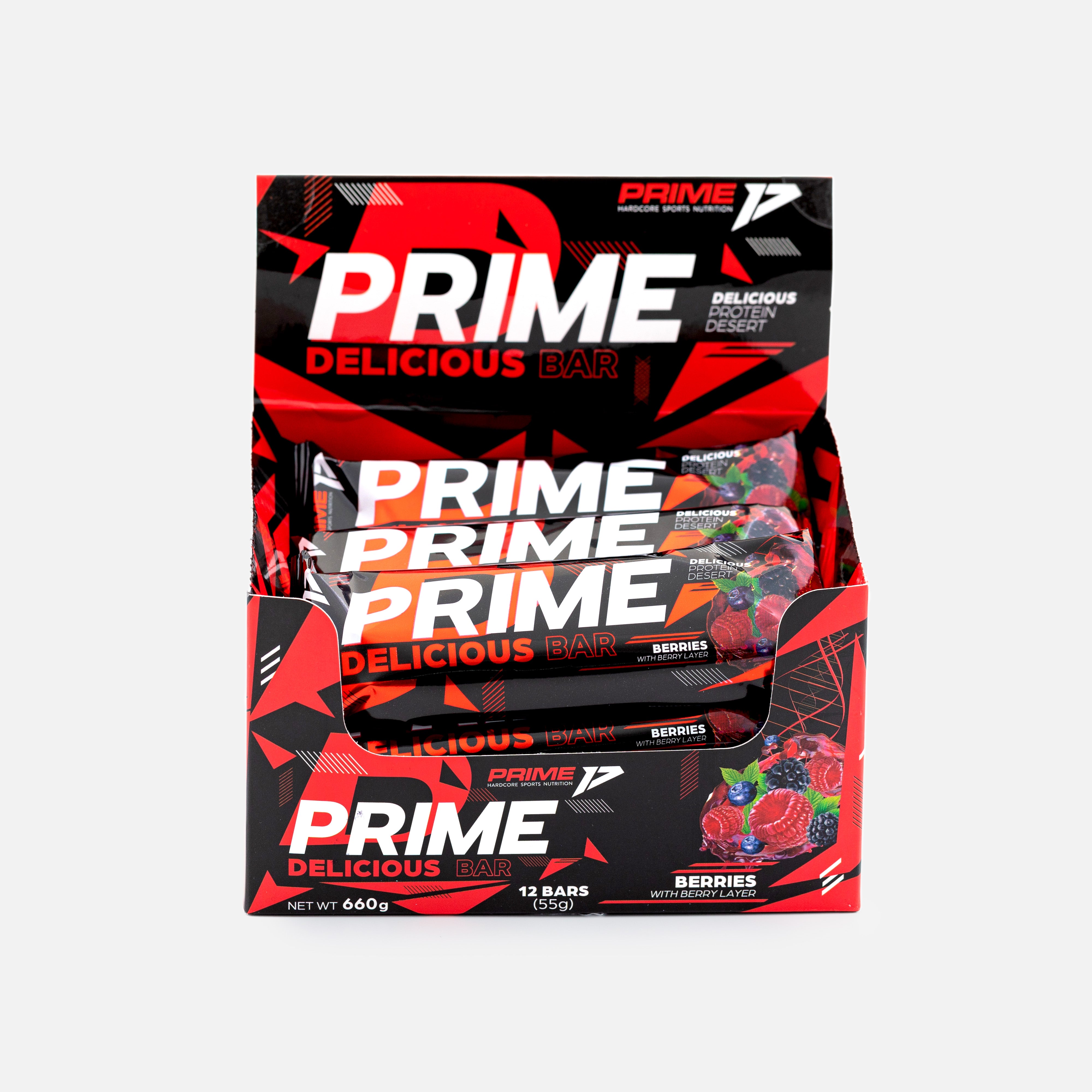 Baton proteic ciocolata si fructe de padure