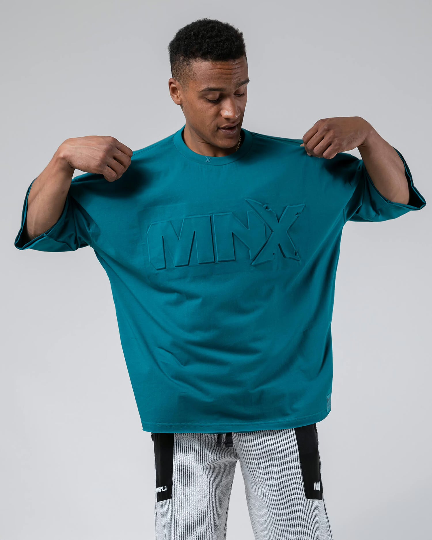 MNX Extra T-shirt embossed, mosaic blue