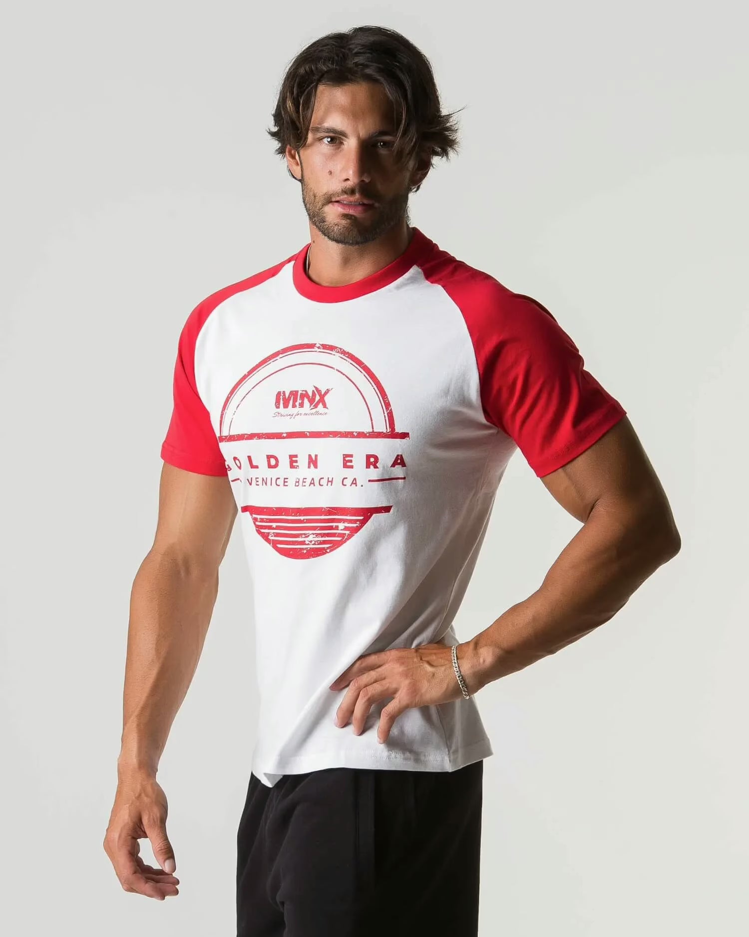 MNX classic T-shirt Golden Era 2.0, white&red