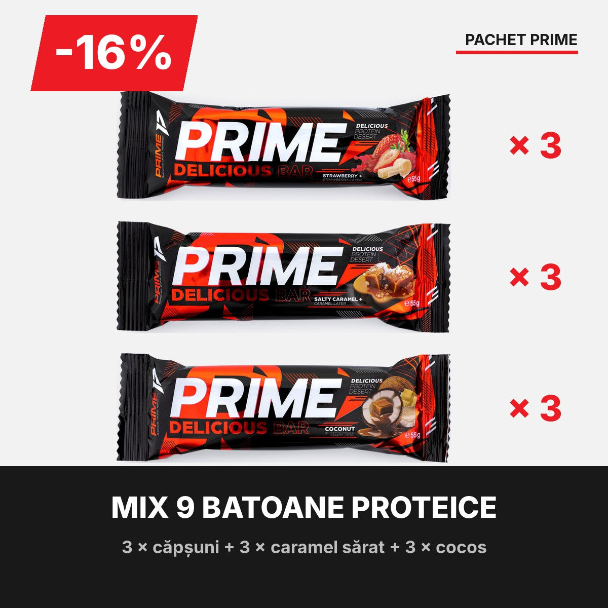 Pachet Mix 9 batoane proteice Prime