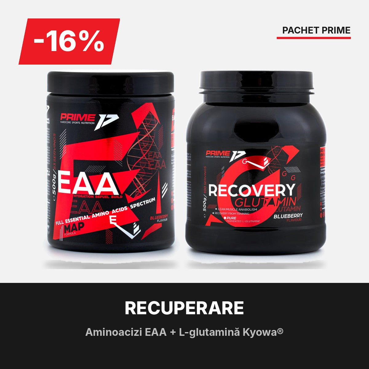 Pachet Recuperare: aminoacizi EAA și L-glutamină Kyowa