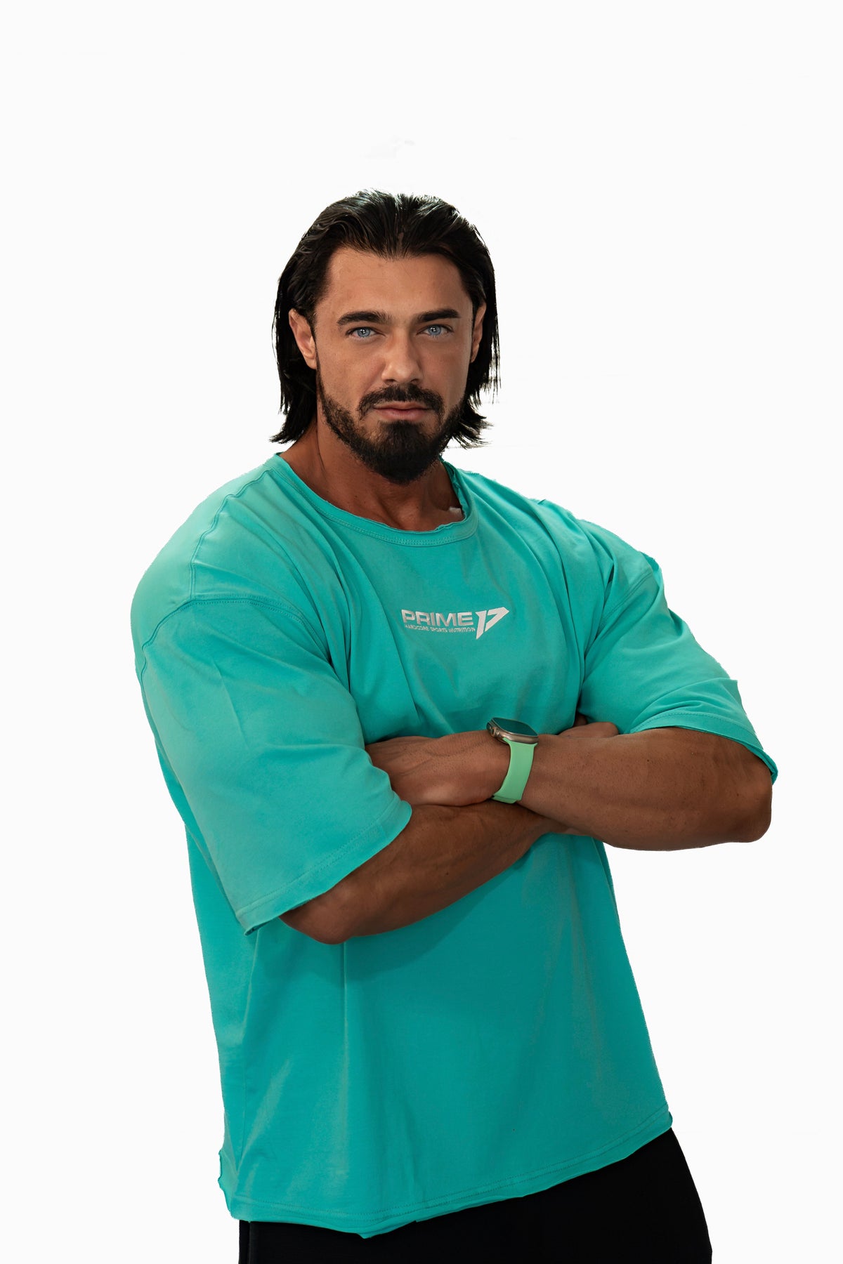 Tricou Sală Oversized Bărbați Prime - Turcoaz Intense
