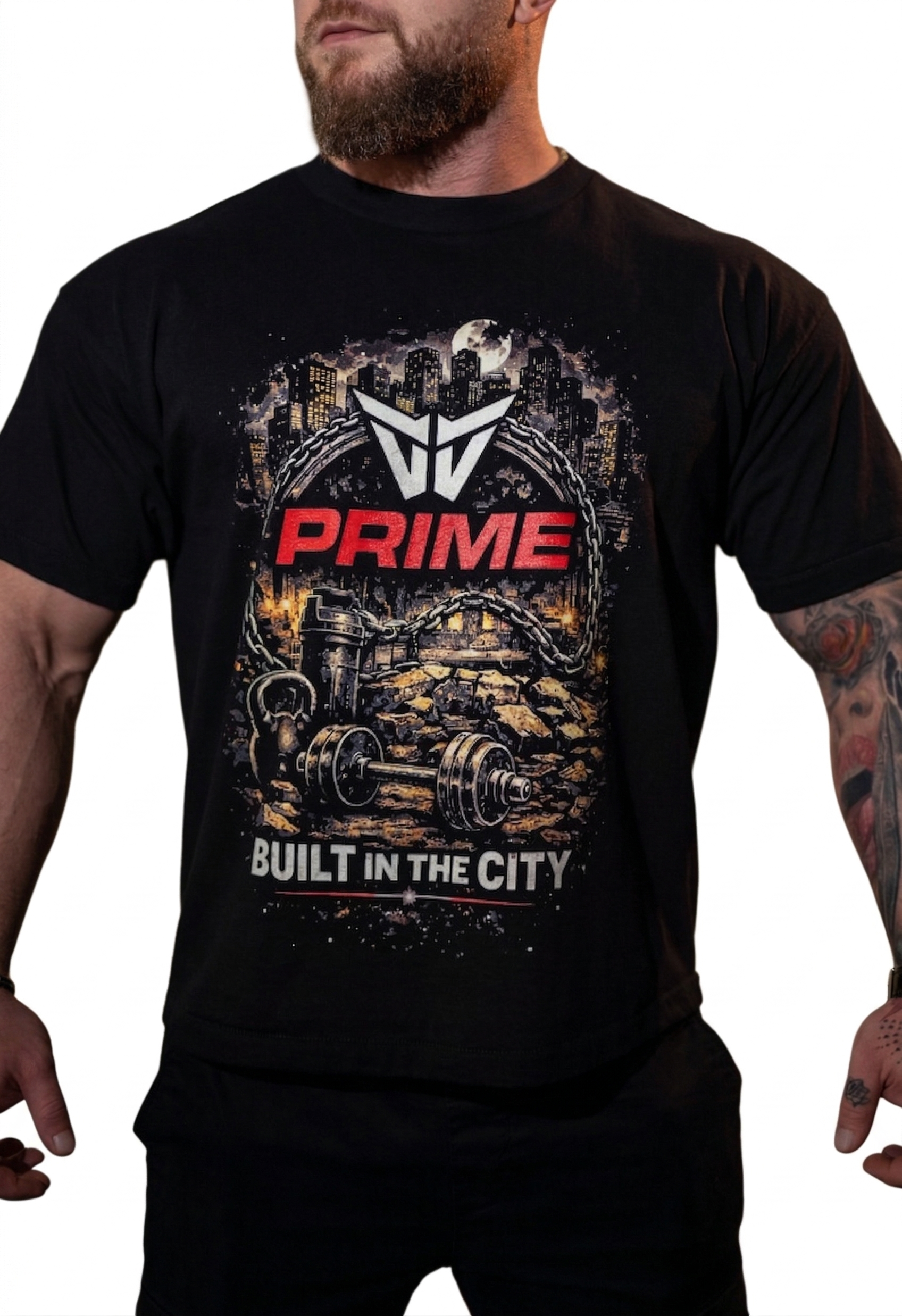 Tricou Sala "Built in the city" - Bumbac Premium Negru