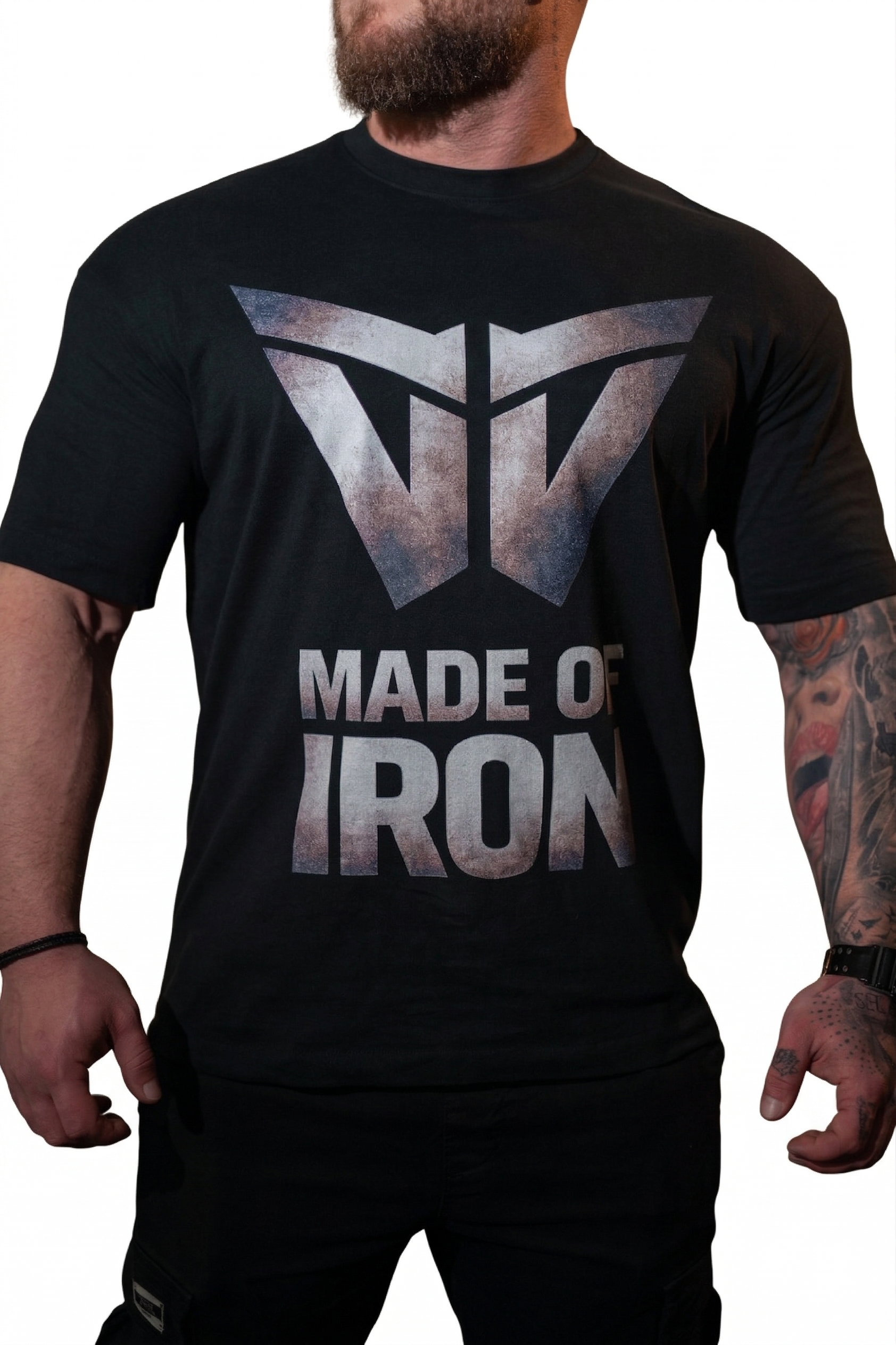 Tricou Sala "Made of iron" - Bumbac Premium Negru