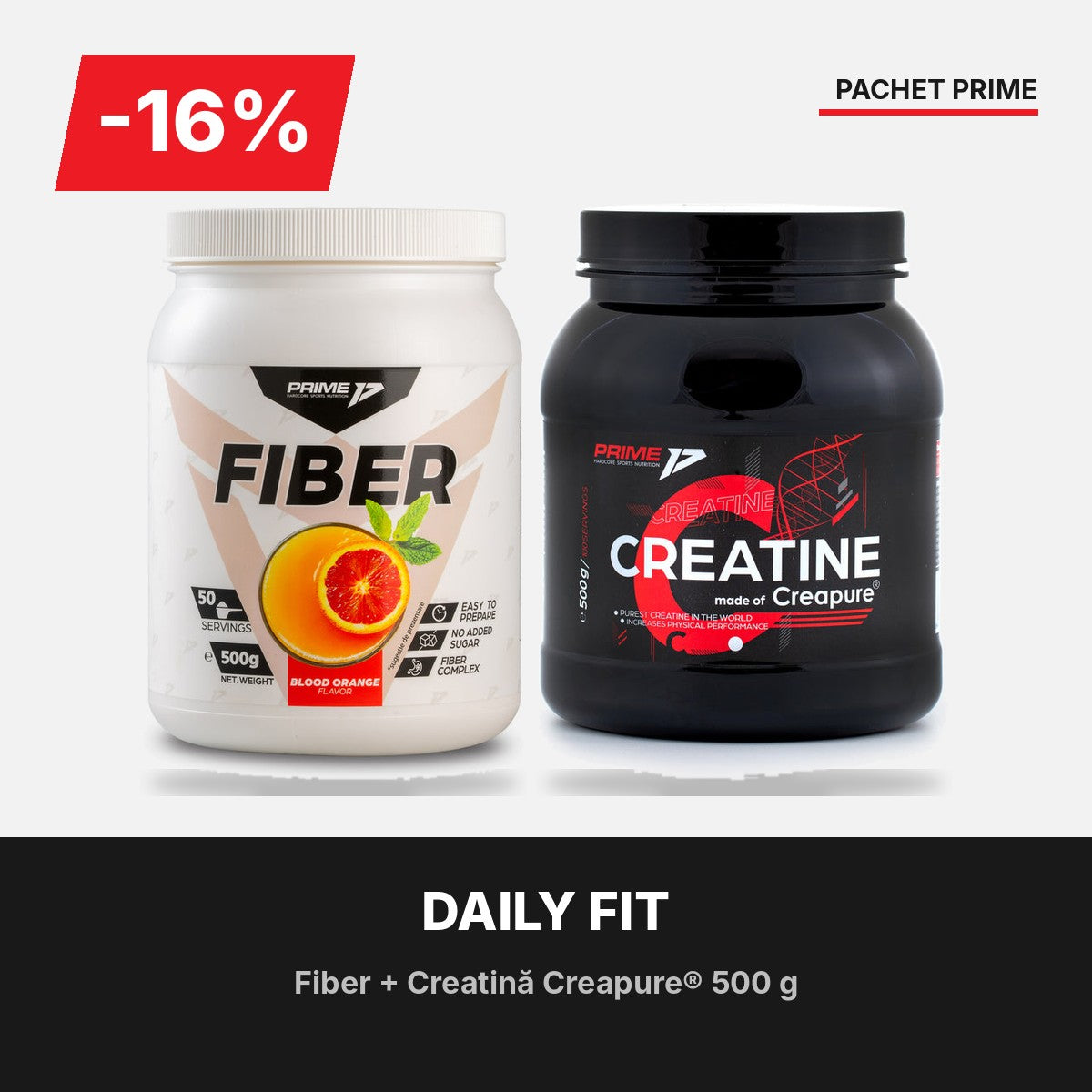 Pachet Daily Fit: Fiber și Creatină Creapure® 500 g