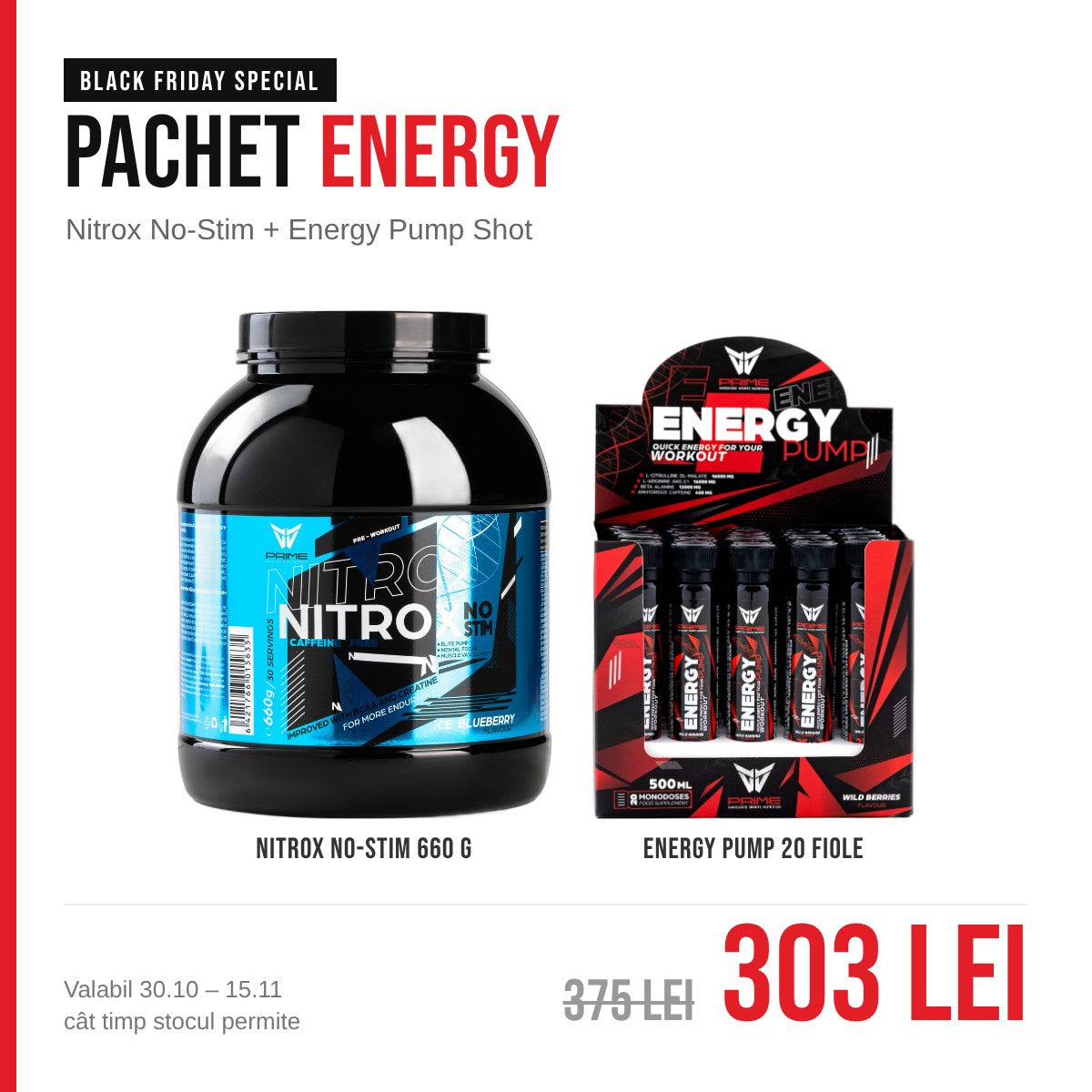 Pachet Energy Black Friday: Nitrox No-Stim și Energy Pump Shot