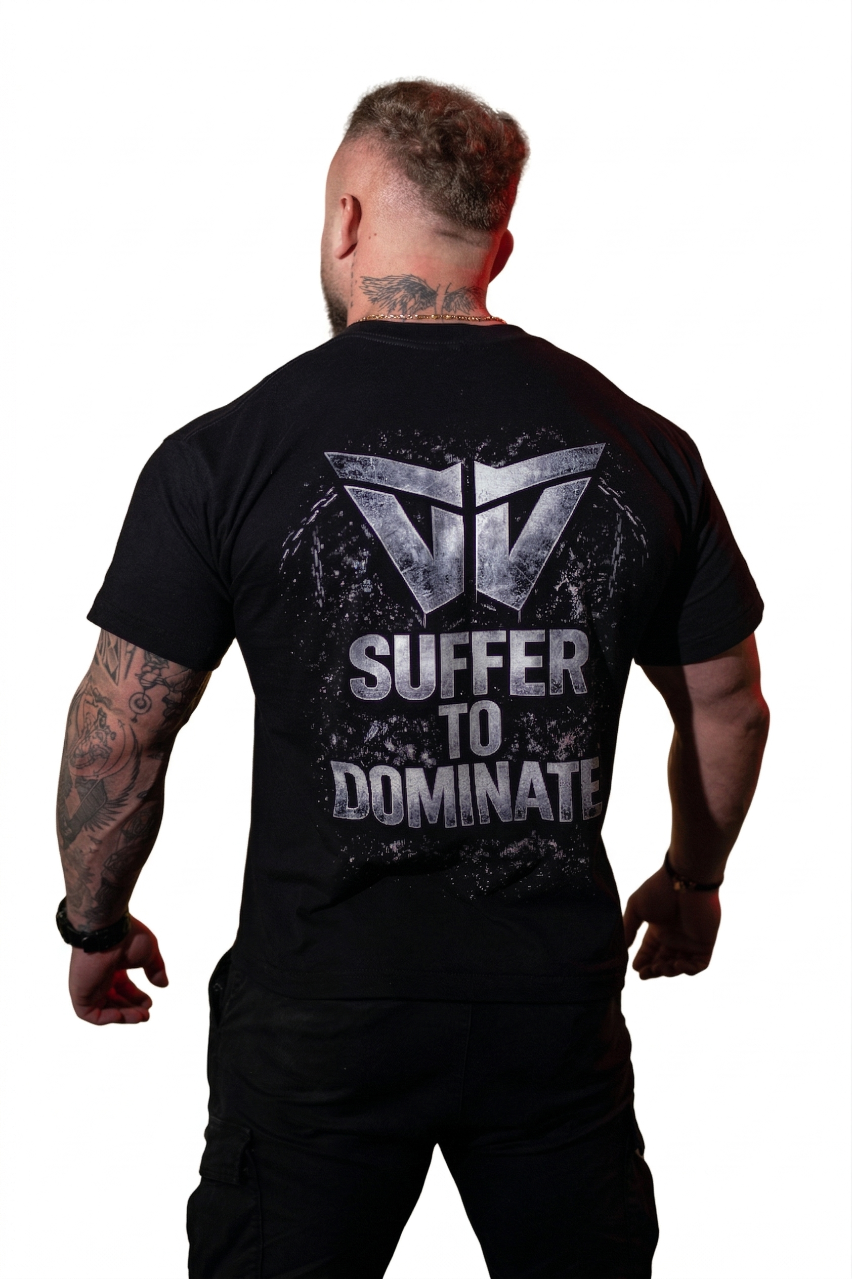 Tricou Sala "Suffer to Dominate" - Bumbac Premium Negru